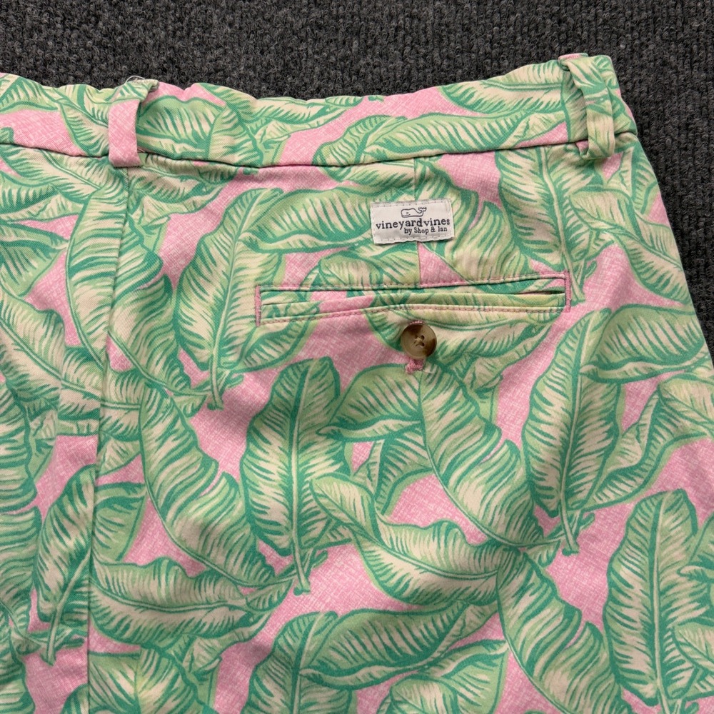 Vineyard Vines Breaker Short Mens 34 Pink Green Palm Leaf Chino Shorts READ - Picture 10 of 15